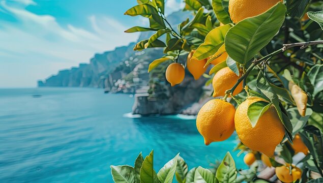 Amalfi Coast lemons, coastal view, summer travel, Italian citrus
