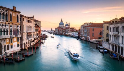 Obraz premium Venetian canal scene at sunrise.