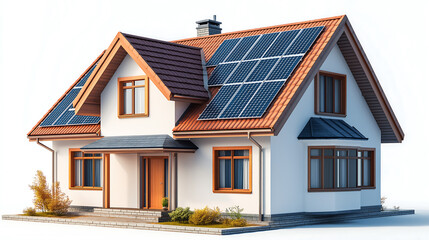 Obraz premium Solar panel installation on residential home for renewable energy use