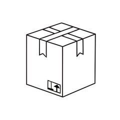 Outline Illustration of a Sealed Cardboard Box Ready for Shipping