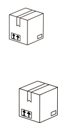 Outline illustration of a sealed cardboard shipping box with arrows pointing up