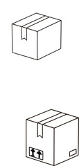 Line Drawing of Closed Rectangular Cardboard Box Sealed with Tape