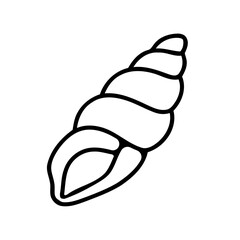 Outline Drawing of a Spiraled Seashell Isolated on White Background