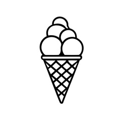 Drawn ice cream cone graphic with waffle texture and a white background