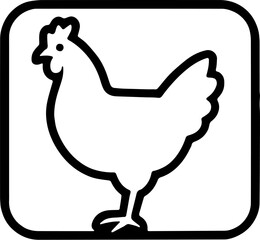 Black silhouette of a chicken in minimalist flat style. Simple vector illustration perfect for logos, farm designs, food packaging, poultry industry, agriculture themes, restaurant branding, and graph