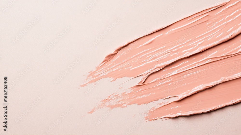 Poster smooth application of soft blush paint on light background surface