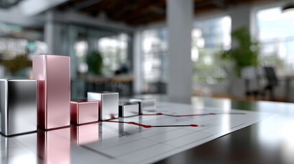 An artistic representation of colorful bar graphs on a business document, reflecting growth and data visualization in a professional context with modern aesthetics.