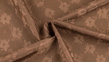 Light brown fabric with textured floral pattern