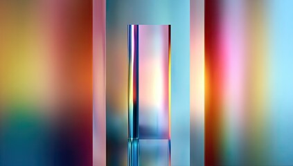 Colorful glass prism studio shot, vibrant backdrop, product display