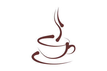 cup of hot coffee abstract line art