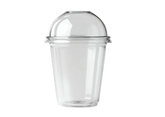Clear plastic disposable cup with dome lid