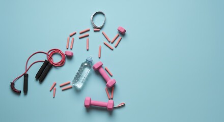 Fitness Art: A creative representation of fitness, a symbolic figure composed of gym equipment, representing the dedication to health and active lifestyle.