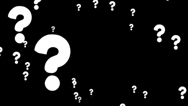 Animated Question Mark Sign Effect for overlay transparent background. Question Mark Symbol Animation on green screen BG. quizzes, FAQ sections, educational content, presentations, motion graphics,