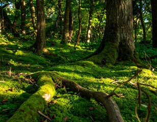 Lush forest floor covered in moss