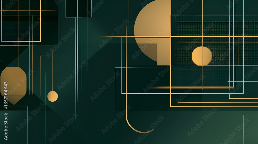 Aufkleber elegant geometric design with golden lines and shapes creates a sophisticated and modern abstract co