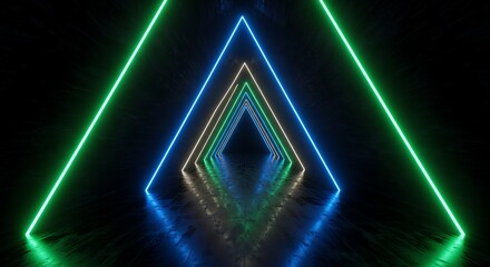 Fototapeta premium Geometric tunnel with neon lights