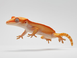 Fototapeta premium gecko, crested gecko, lizard, animal, reptile, nature, wildlife, tail, small, green, pet, closeup, isolated, wild, white background, newt, macro, black, skink, chameleon, close-up