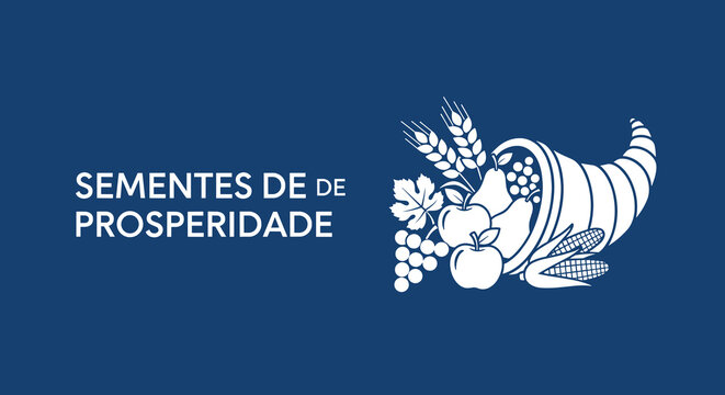 SEMENTES DE DE PROSPERIDADE. Cornuc&oacute;pia da abund&acirc;ncia com frutas e cereais. S&iacute;mbolo de colheita, fartura e riqueza.