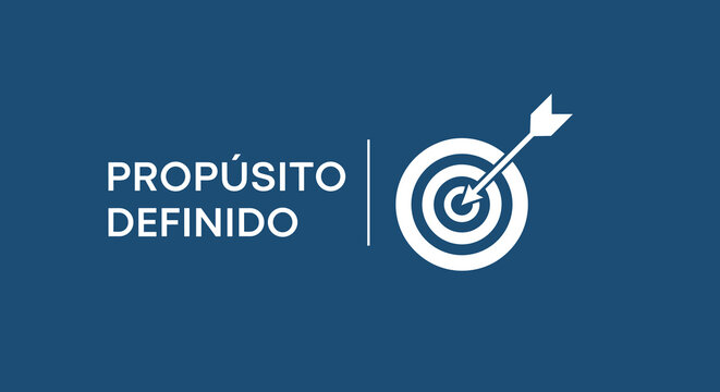 PROP&Uacute;SITO DEFINIDO. Conceito de meta, objetivo e foco. Alvo com flecha no centro simbolizando sucesso e estrat&eacute;gia.