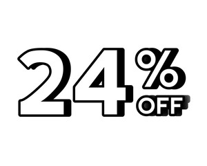 Minimalist sale banner with bold white text 24% OFF discount promotion on transparent background . Perfect for online shop ads, marketing campaigns, e-commerce banners, social media promotion