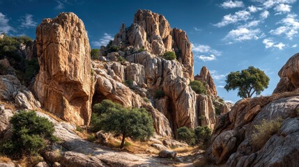 Majestic peaks rise above rocky landscape in the Swiss Alps on a clear day in late autumn