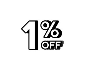 Minimalist sale banner with bold white text 1% OFF discount promotion on transparent background . Perfect for online shop ads, marketing campaigns, e-commerce banners, social media promotion