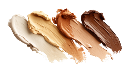 foundation swatches in multiple skin tones blended together png 