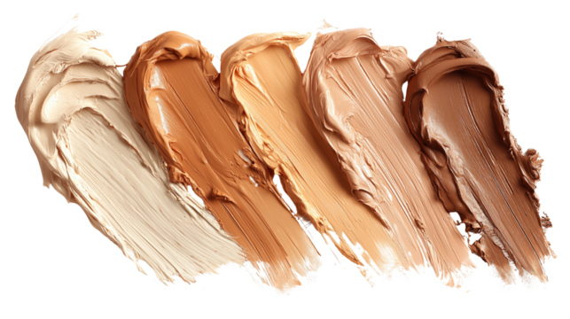 foundation swatches in multiple skin tones blended together png 