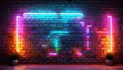 neon sign illuminating brick wall with vibrant colors