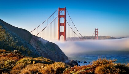 golden gate bridge in the fog