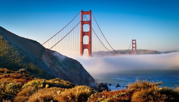 golden gate bridge in the fog