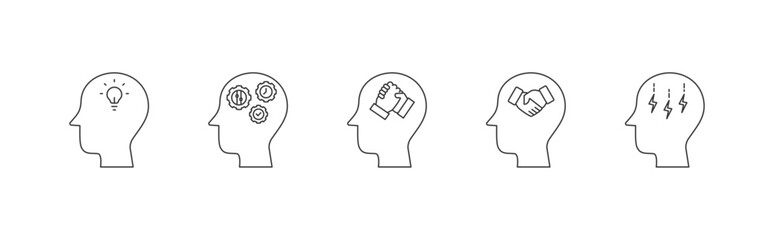 Personality Traits big 5 icon set with openness, conscientiousness, extraversion, agreeableness, neuroticism vector concept illustration