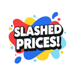 Slashed Prices! Sale banner design template. Special offer discount tag for promotion and advertising.