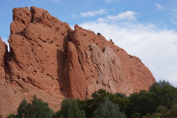 Textured Red Sandstone Cliff Against the Sky