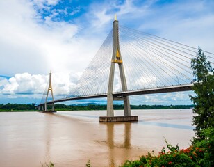 Obraz premium Cable-stayed bridge over a river