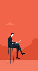 Focused businessman working remotely on his laptop, symbolizing productivity, freelance work, and modern digital communication.