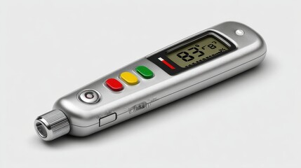 Modern temperature monitor shows reading of twenty two degrees celsius and one hundred percent