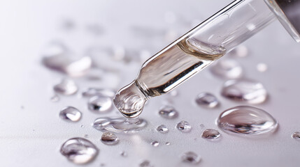 gel serum drops with glossy transparent texture