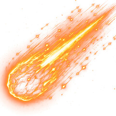 Fiery Meteor Shower Trail Streaks Across a Starry Sky Isolated on a transparent background