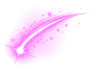 Explosion of Bright Light Trails and Sparkles in Vibrant Pink Isolated on a transparent background