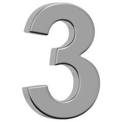 3D Chrome Number 3 Icon