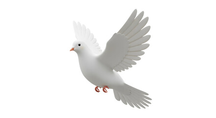 Obraz premium Dove of peace, white background, 3D illustration, symbol of faith and spirituality.