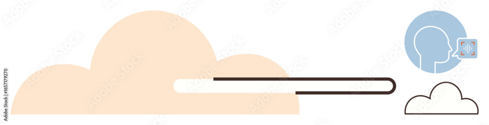 Aufkleber cloud outline with a data-sharing progress bar and a speech bubble symbolizing communication. ideal 