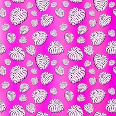 Pink Tropical Leaf Pattern – Seamless Monstera Pink Background