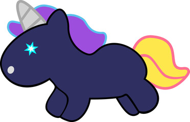 Cute Unicorn Plush Toy Icon (Dark Navy Color)