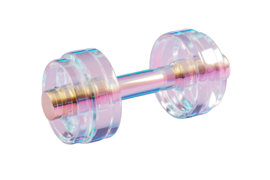 3D render of a translucent dumbbell