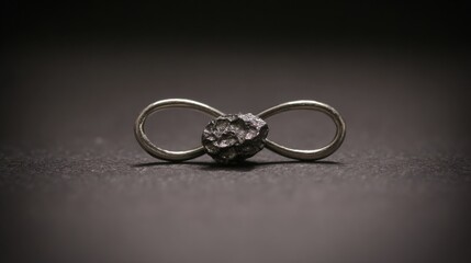 A tiny meteorite rests on an infinity symbol crafted from probability percentages.