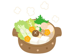 Obraz premium 寄せ鍋や水炊きをイメージしたイラスト