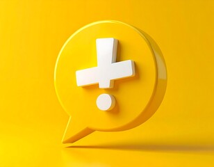 Obraz premium Yellow speech bubble with white plus and exclamation mark