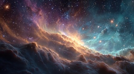 Fototapeta premium Colorful nebula and stars in deep Space create an ethereal and beautiful celestial spectacle for Astronomy lovers